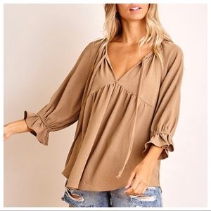 Bohemian chic Ruffle Sleeve V neck Woven Top